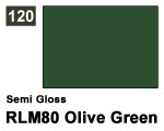 Vernice sintetica Semi Gloss 120 RLM80 Olive Green (10 ml) mrhobby G120