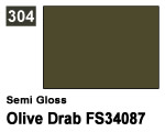 Vernice sintetica Semi Gloss 304 Olive Drab FS34087 (10 ml) mrhobby G304