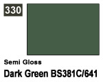 Vernice sintetica Semi Gloss 330 Dark Green BS381C/641 (10 ml) mrhobby G330
