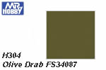 H304 Olive Drab FS34087 Semi-Gloss (10 ml) mrhobby H304