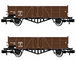 OBB 2-unit set 2-axle open wagons Omm (ex Omm Villach) brown livery period III arnold HN6383