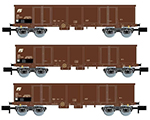 FS 3-unit set 4-axle open wagons Eaos brown livery loaded with scrap period IV-V arnold HN6414