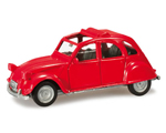 Citroen 2 CV with folding top open Flame Red 1:87 herpa HE020824-003