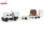 Unimog 1700 + flat bed trailer DB 1:87 herpa HE741798