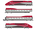 Thalys PBKA 4-unit pack including motorized head dummy head and two end coaches (1st/2nd class) period VI AC digital sound jouef HJ2358ACS