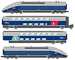 SNCF TGV 2N2 EuroDuplex 4-unit pack including motorized head dummy head and two end coaches (1st/2nd class) period VI AC digital sound jouef HJ2362ACS
