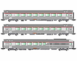 SNCF 3-unit pack Trans-Europ-Express coaches Mistral 69 (A8u, A8tu and A4Dtux) period IV jouef HJ4122