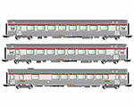 SNCF 3-unit pack Trans-Europ-Express coaches Mistral 69 (A8u, A8tu and Vru) period IV jouef HJ4123
