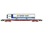 SNCF 4-axle flat wagon Sgss loaded with swap body Les Rapides Bleus S.A. period V jouef HJ6169