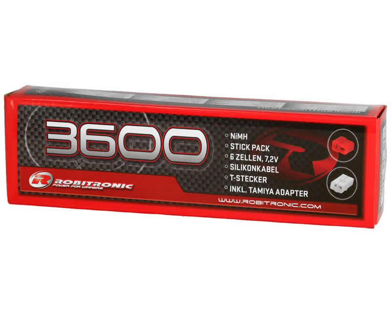 NiMH Battery 3600mAh 7.2V Stick Pack T-Plug - Tamiya robitronic SC3600T