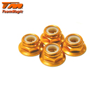 Dado basso frenato flangiato alluminio 4 mm Oro (4 pz) teammagic TM111046GD