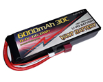 Batteria LiPo 11,1 V 6000 mAh 30C cavetto Deans vant VT-6000-30-3S