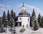 N Silent Night Memorial Chapel with LED lighting and artificial snow vollomer VL47612