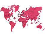 World Map Series - World Map XL scale 1:17 mio (3 colors: Dark-Oak, Coral, Cyan) woodencity WM504