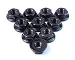 Dadi ruota flangiati con bloccaggio tipo Grover in alluminio 4 mm Nero (10 pz) yeahracing LN-M4S-BK