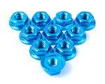 Dadi ruota flangiati con bloccaggio tipo grover in alluminio 4 mm Azzurri (10 pz) yeahracing LN-M4S-LB