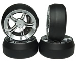 Gomme Drift offset +3 LS cerchio 5 raggi doppi Argento (4 pz) yeahracing WL-0077