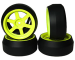 Gomme Drift offset +3 cerchio 5 raggi Giallo Fluo (4 pz) yeahracing WL-0086