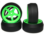 Gomme Drift offset +6 cerchio 5 raggi Verde (4 pz) yeahracing WL-0087