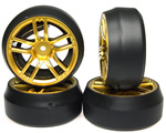 Gomme Drift offset +3 CX10 cerchio 10 raggi Oro (4 pz) yeahracing WL-0090