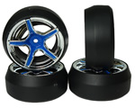 Gomme Drift Spec D offset +3 cerchio AX505 Blu/Argento (4 pz) yeahracing WL-0093