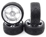 Gomme in lattice Touring scolpite Spec T MS offset +3 con cerchio a 5 raggi Silver yeahracing WL-0104