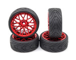 Gomme in lattice Touring scolpite Spec T LS offset +3 con cerchio Cromato Rosso yeahracing WL-0108