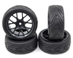 Gomme in lattice Touring scolpite Spec T CS offset +3 con cerchio a 14 raggi Black yeahracing WL-0109