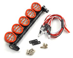 Kit barra + 5 fari a Led tutto in metallo Rosso-Nero per tetto Scaler completa di Led e cablaggi yeahracing YA-0370RD