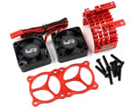 Dissipatore in alluminio Rosso 2 ventole Tornado High Speed per motori 540/550 yeahracing YA-0643RD